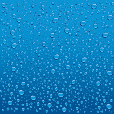 A blue sheet covered with droplets of water